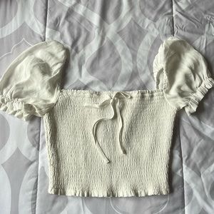 Aritzia Wilfred smocked blouse